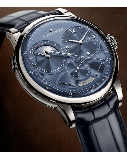Jaeger-lecoultre Blue Stainless Steel Duometre Quantieme Lunaire Watch for men