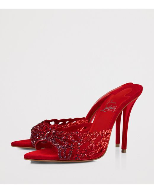 Christian Louboutin Red Lasera Strass Heeled Mules 100