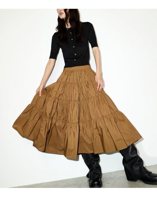 MAX&Co. Natural Taffeta Tiered Corolla Skirt