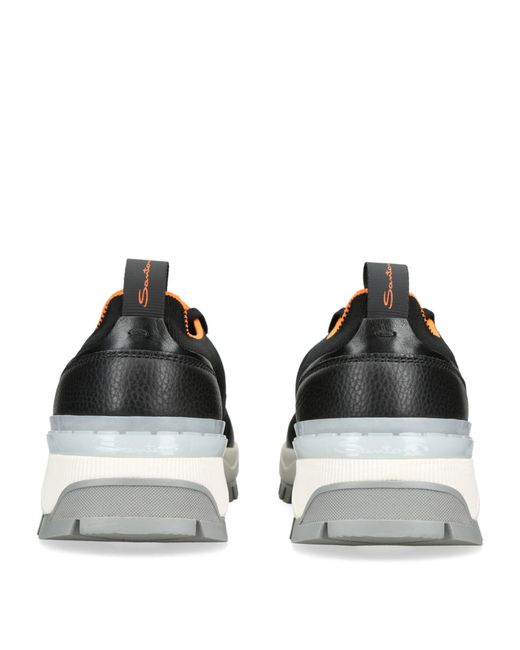 Santoni Black Tech-knit Low-top Sneakers for men
