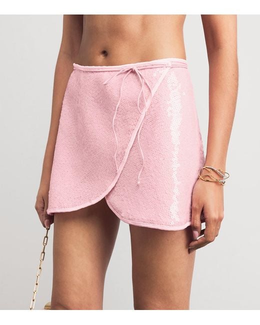 Oseree Pink Sequinned Marilyn Mini Skirt