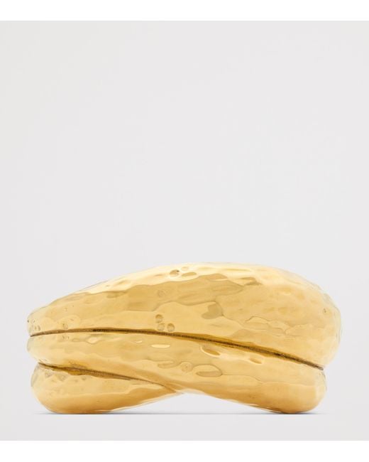 Saint Laurent Metallic Hammered Open Cuff Bracelet