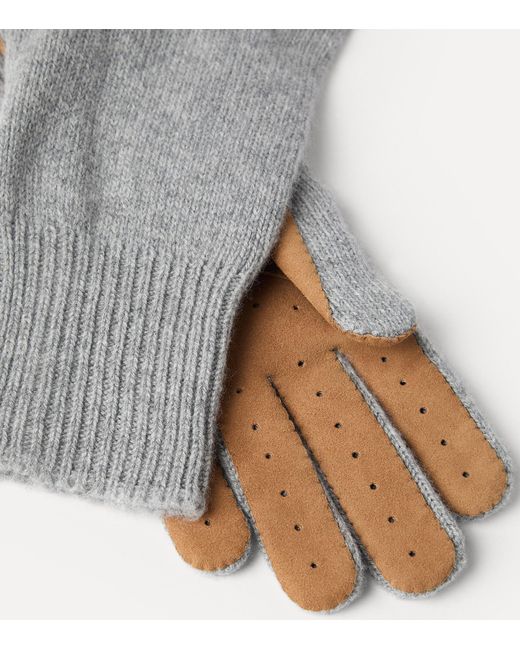 Brunello Cucinelli Gray Cashmere-Suede Gloves for men