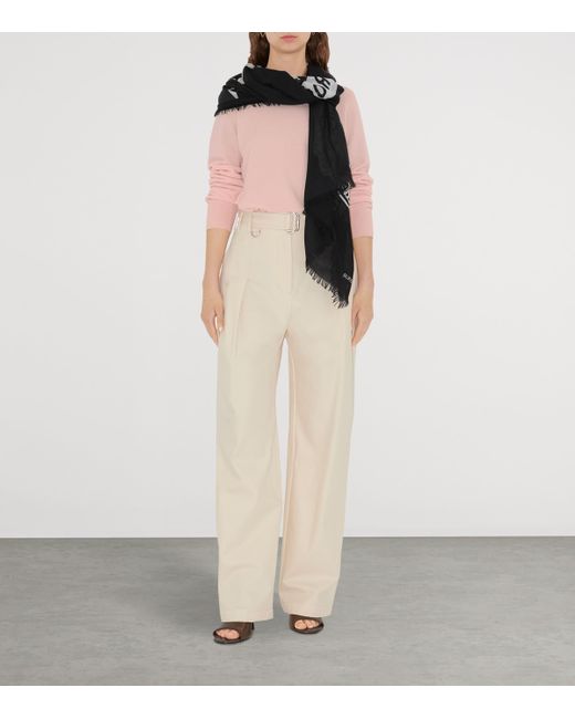 Burberry Black Wool Wide Ekd Scarf