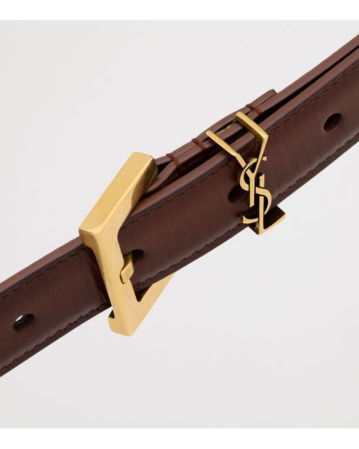 Saint Laurent White Smooth Calfskin Cassandre Belt