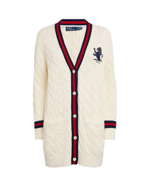 Polo Ralph Lauren Cable-Knit Cricket Cardigan in Natural | Lyst