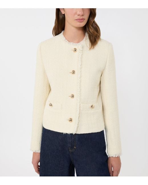 Weekend by Maxmara Natural Wool-Blend Round-Neck Jacket