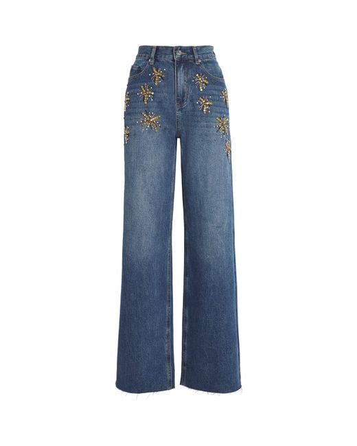 Sandro Blue Embellished Straight Jeans