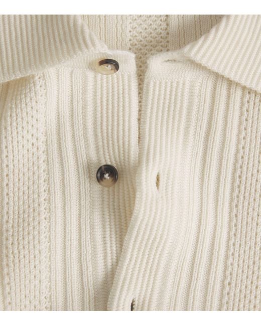 Isaia Natural Wool-Silk-Cashmere Knit Polo Shirt for men