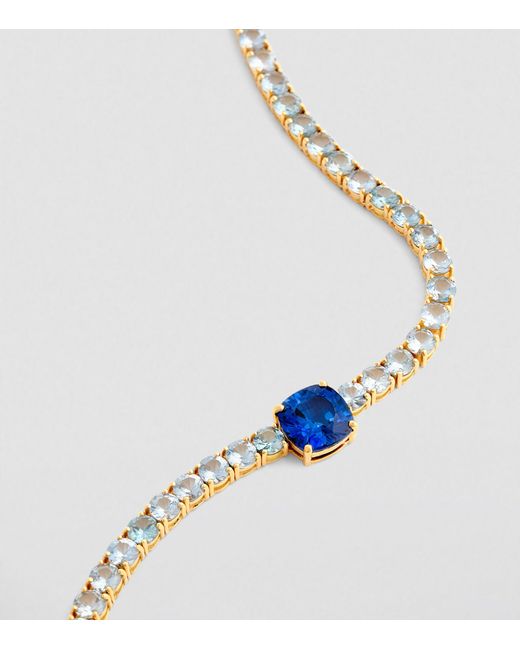 Nadine Aysoy Metallic Yellow Gold And Sapphire Le Cercle Tennis Necklace