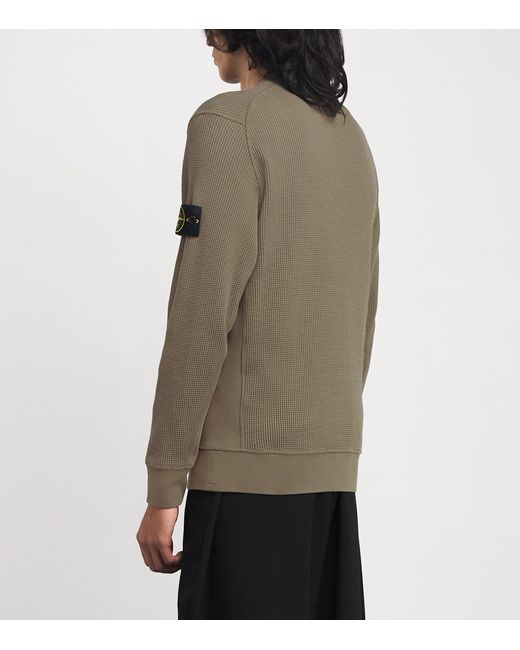 Stone Island Green Cotton Waffle-Knit Sweater for men