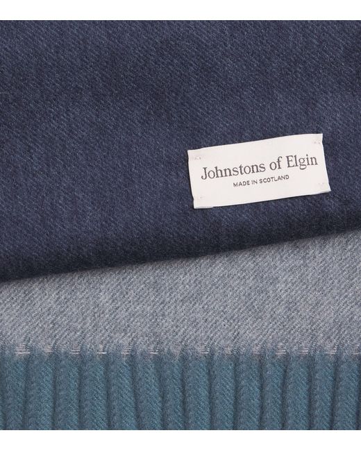 Johnstons Blue Cashmere Ombré Scarf for men