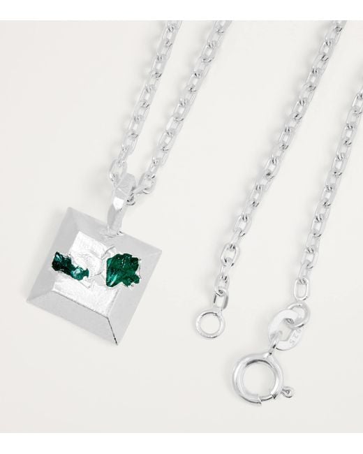 The Ouze Metallic Sterling And Emerald Necklace for men