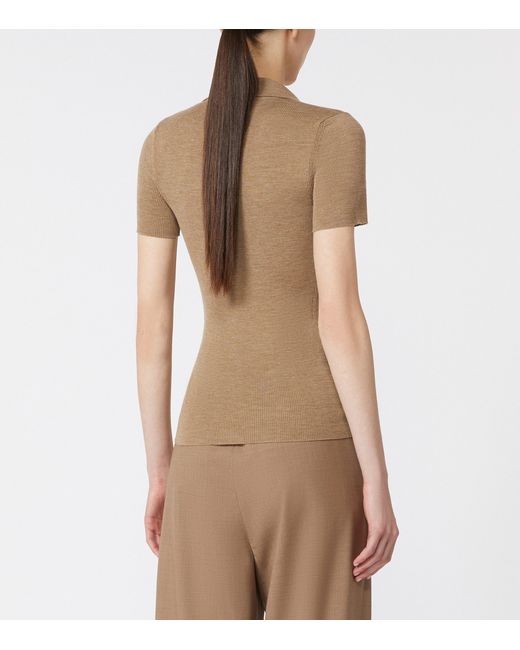 Max Mara Natural Virgin Wool Collared Top