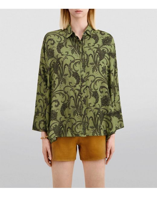 The Kooples Green Oversized Graphic Print Shirt