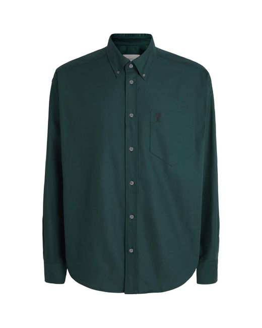 AMI Green Cotton Ami De Coeur Shirt for men