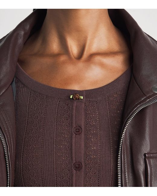 Sandro Purple Pointelle Short-Sleeve Cardigan