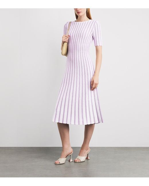Valentino Purple Openwork Knit Margherita Midi Dress