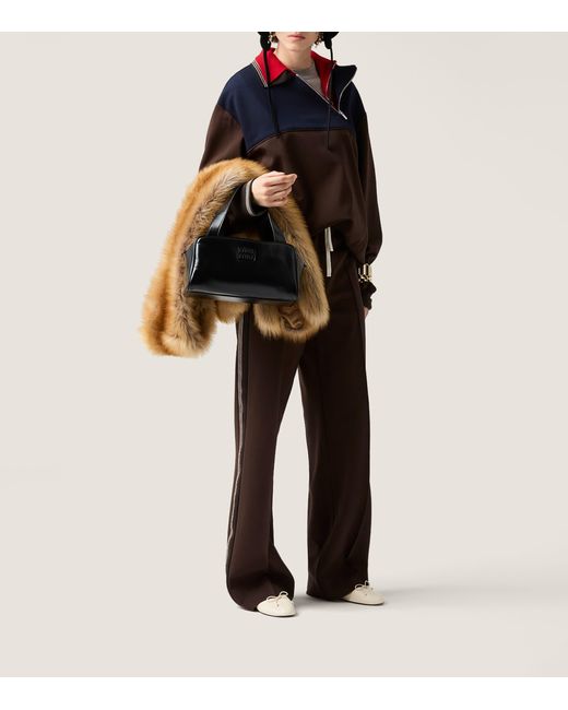 Miu Miu Blue Asymmetric-Zip Polo Sweatshirt