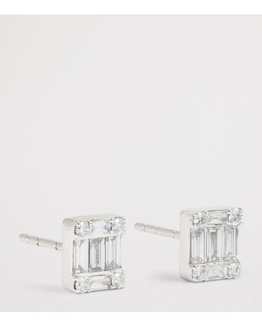 Harrods White And Diamond Stud Earrings