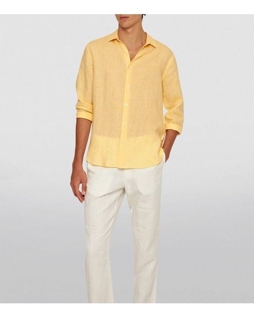 Orlebar Brown Yellow Linen Giles Shirt for men