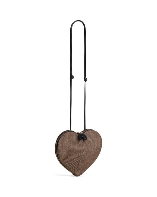 Alaïa Brown Raffia Le Coeur Shoulder Bag