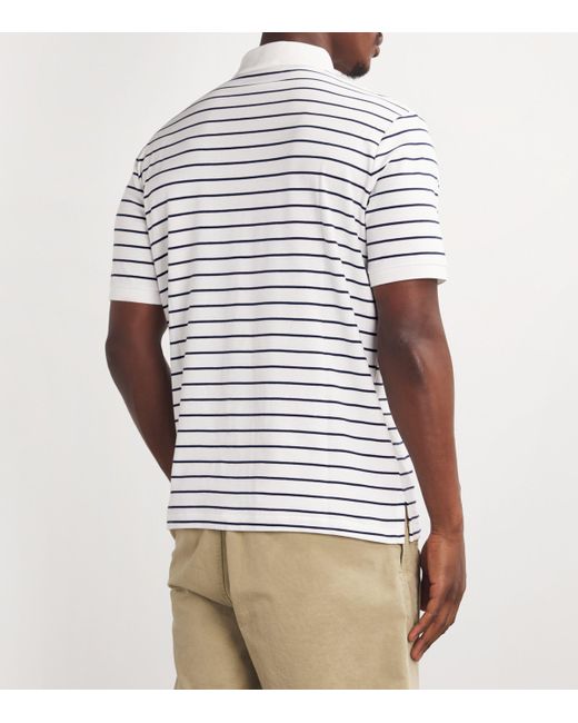 Polo Ralph Lauren White Pima Cotton Striped Polo Shirt for men