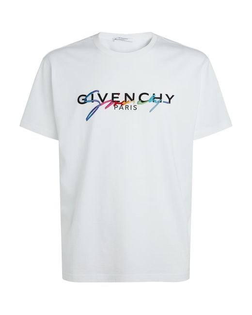 Givenchy White Rainbow Signature Logo T-shirt for men