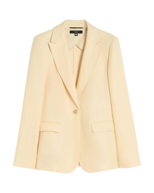 Weekend by Maxmara Natural Linen Single-Breasted Blazer