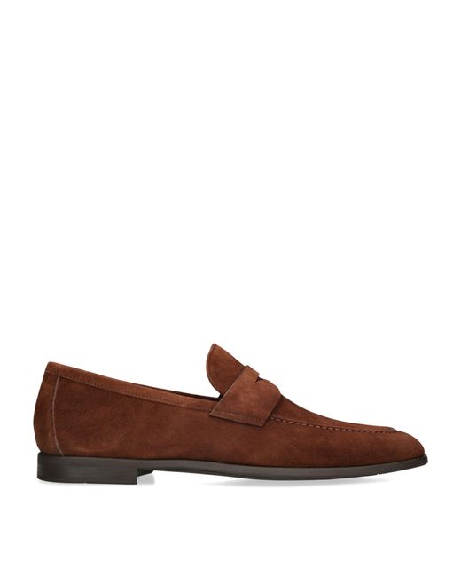 Magnanni Shoes Brown Suede Aston Loafers for men