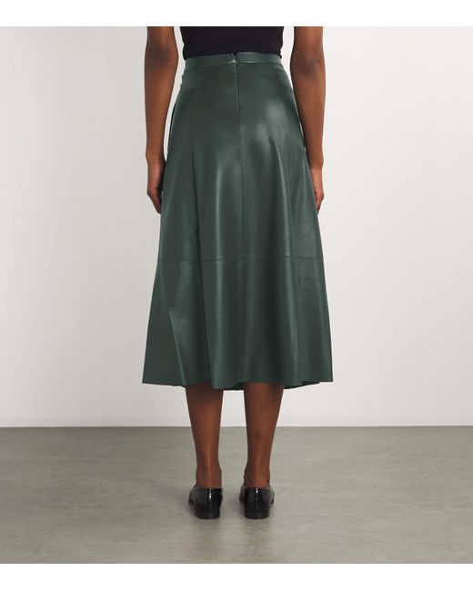 Vince Green Lambskin Flared Skirt