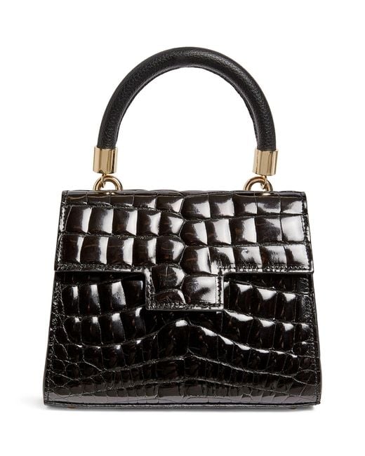 MARIA OLIVER Black Mini Crocodile Michelle Top-handle Bag