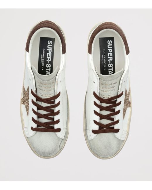 Golden Goose Deluxe Brand Natural Leather Glittered Super-Star Sneakers