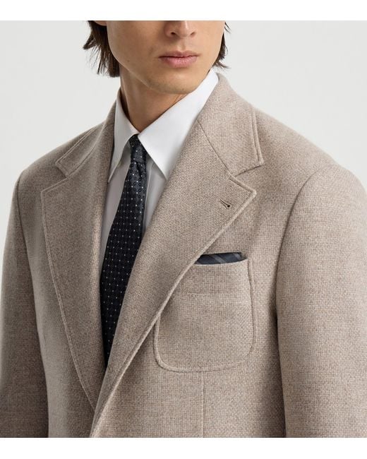 Brunello Cucinelli Black Silk Stripe Pocket Square for men