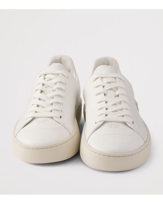 Prada White Leather Court Sneakers