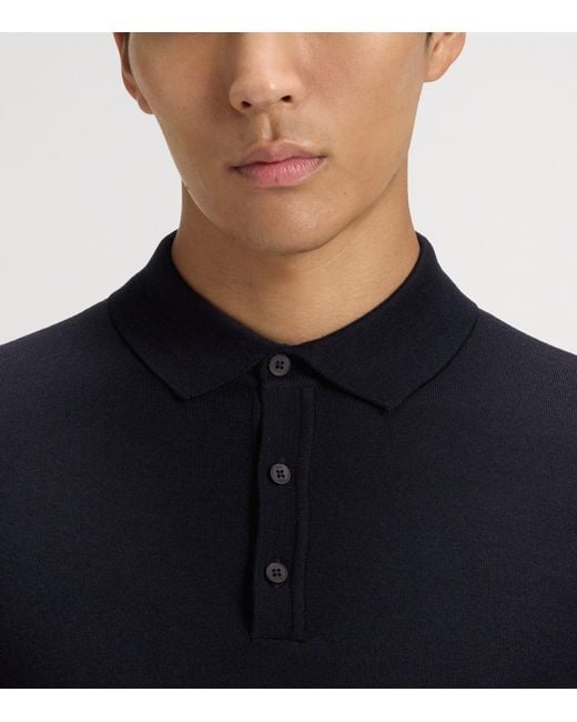 Boss Blue Virgin Wool Polo Sweater for men
