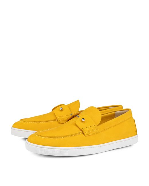 Christian Louboutin Yellow Chambeliboat Suede Loafers for men