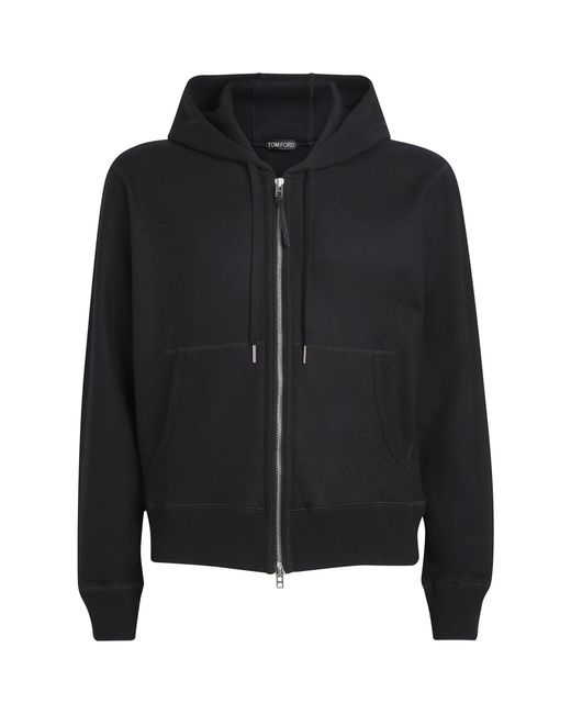 Tom Ford Black Cashmere Zip-Up Hoodie for men