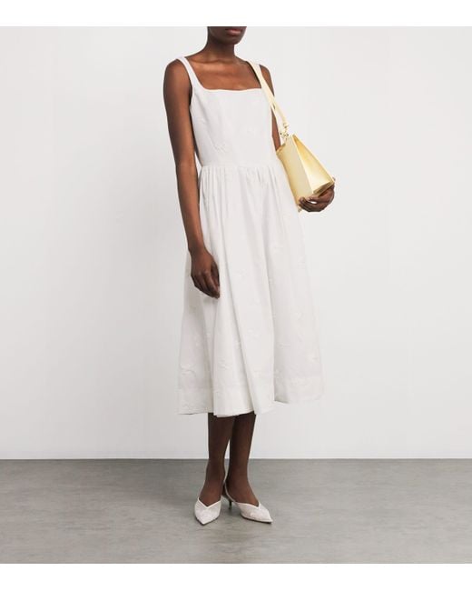 Maje White Sequinned Sleeveless Midi Dress