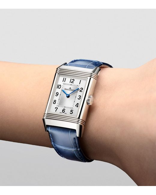 Jaeger-lecoultre Blue Stainless Steel And Diamond Reverso Classic Duetto Watch