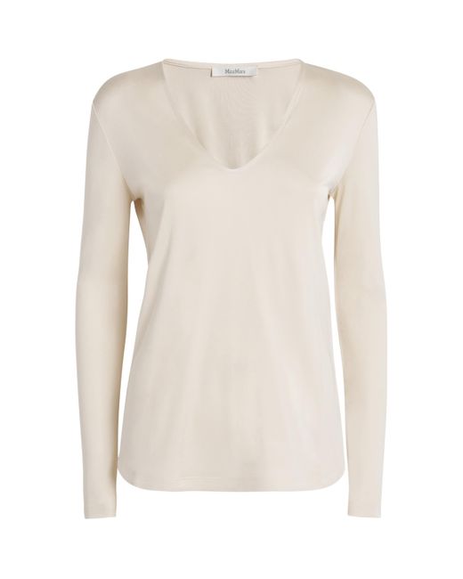 Max Mara Natural Silk V-Neck T-Shirt