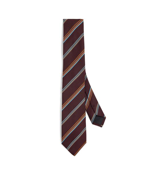 Paul Smith Brown Silk Striped Tie for men