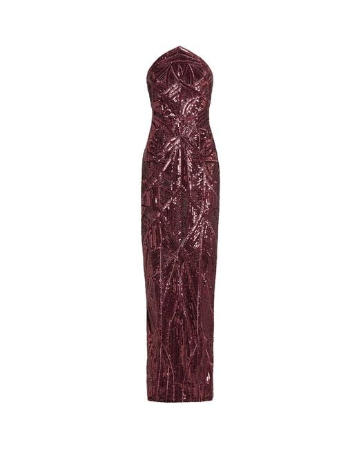 Pamella Roland Purple Embellished Strapless Gown