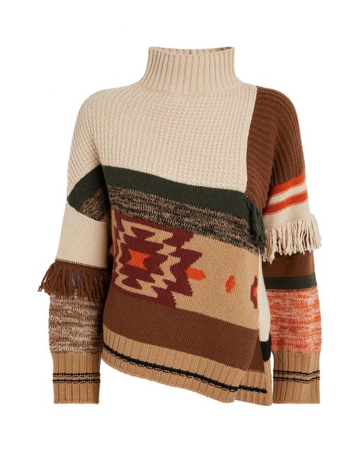Weekend by Maxmara Brown Wool-blend Jacquard Sweater