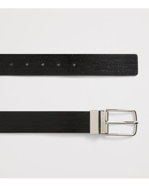 Emporio Armani Black Leather Buckle Belt for men