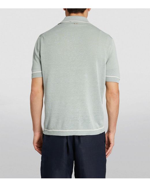 Agnona Gray Linen-silk Polo Shirt for men