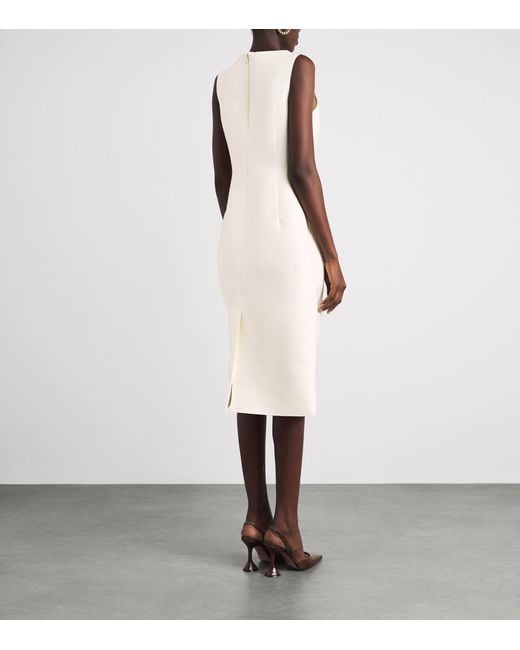 LEO LIN White Wool-Silk Eleanor Midi Dress