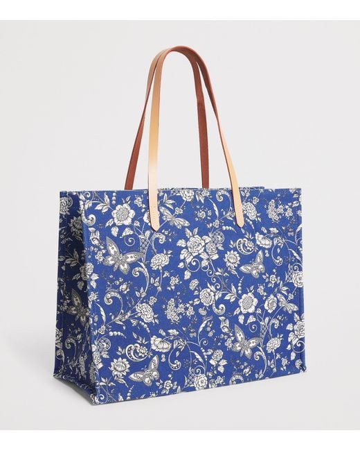 Harrods Blue Large Cotton Butterfly Tote Bag
