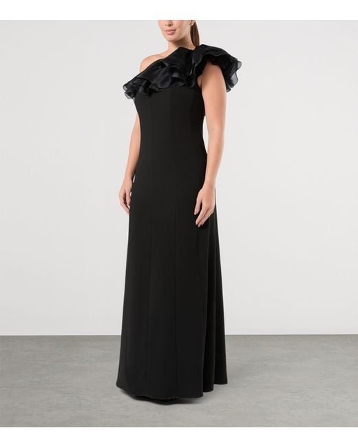 Marina Rinaldi Black X Tony Ward Ruffle-Neck Maxi Dress