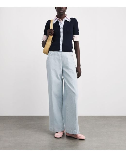 Claudie Pierlot Blue Sailor Wide-Leg Jeans